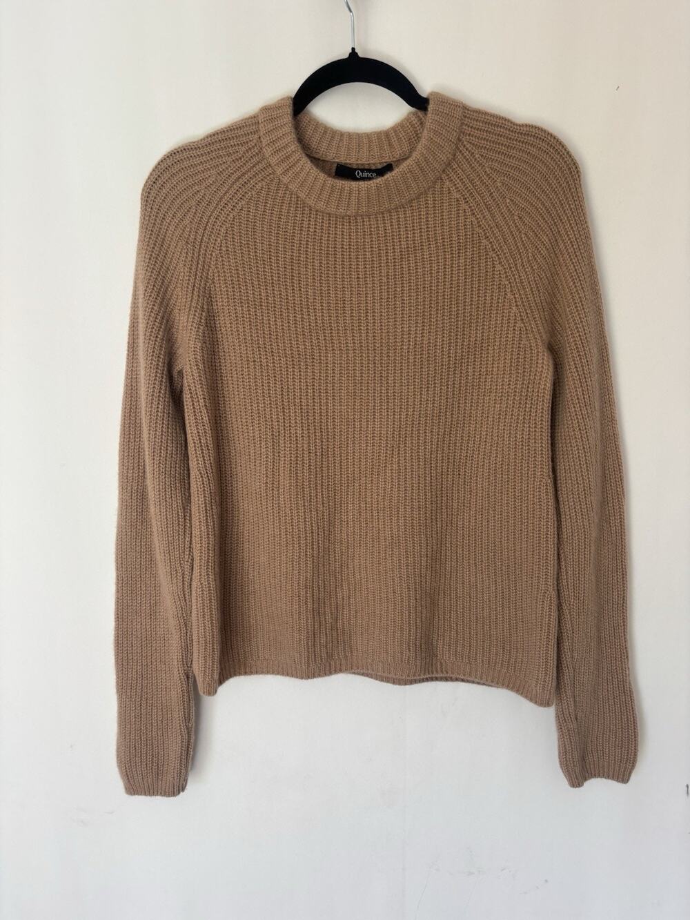 Quince Cashmere Sweater Small Womens Beige Ribbed Stretch Crew Neck